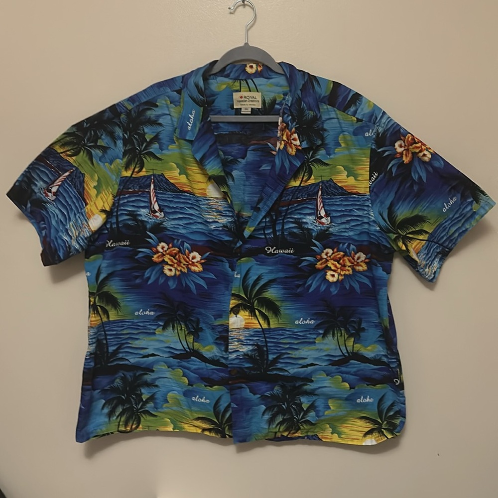 Royal Hawaiian Creations Button-Up Shirt Men's Size 3XL Multicolor Short Sleeve